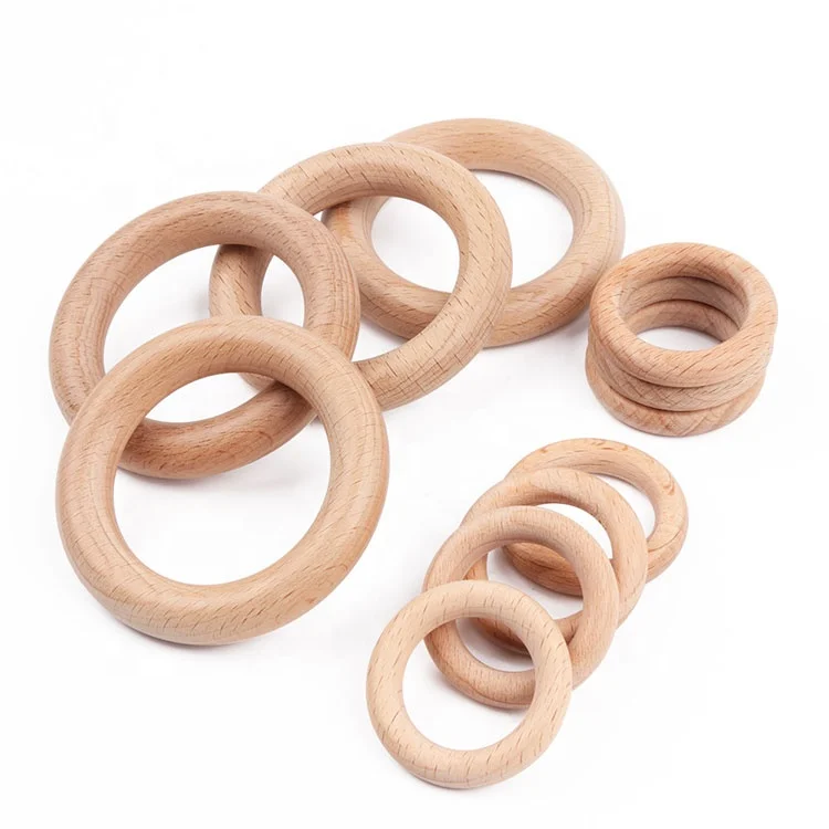 
Beech Wooden Rings Teethers DIY Necklace Pendant Baby Rattle Accessories Baby wooden teething ring 