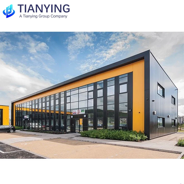 Steel Structure Commercial Building Prefabricated Showroom With Glass Curtain Wall