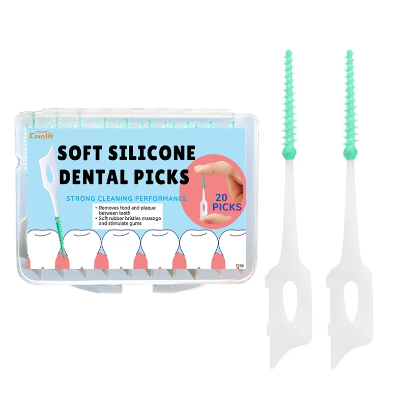 Crazylife Soft Silicone Dental Floss Interdental Brush Oral Disposable Teeth Stick Tooth Pick Dental Care Brush For Adults