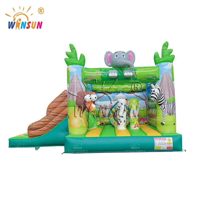 Jungle Forest Zoom Animal Inflatable Bouncer with Slide Combos Fun Outdoor Inflatable Bounce Slide for Kids