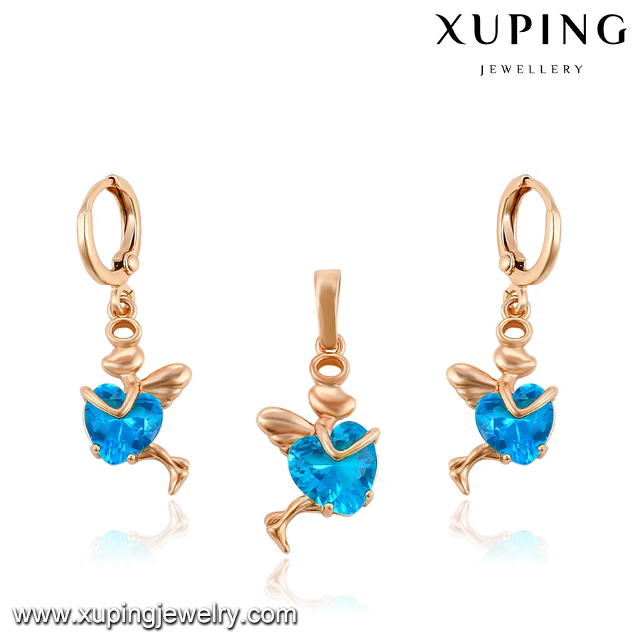  64069 Xuping Jewelry Cute Elf Portable Crystal Rose Gold Fashion New Eco-friendly Copper Pendant Earring