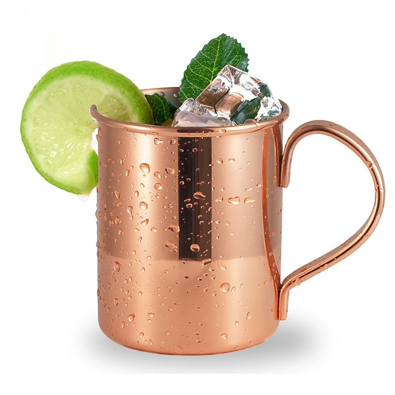Custom logo 300/400ml Beer Cocktail Moscow mule cups party cups hammer copper plated stainless steel moscow mule mug