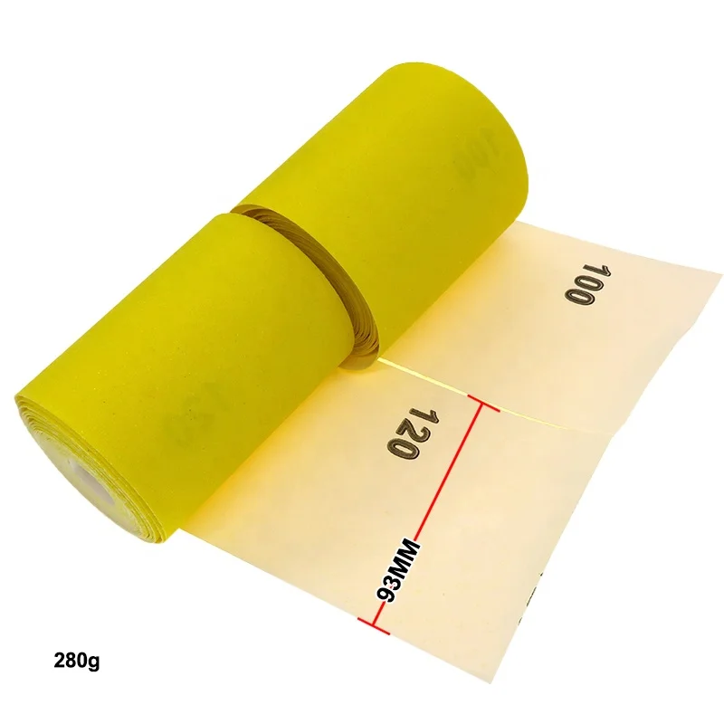 2Pcs 93mm*5m Yellow Sanding Paper Roll Quartz Sand Square Sand Sandpaper for Metal Polishing and Grinding 100 and 120 Grit