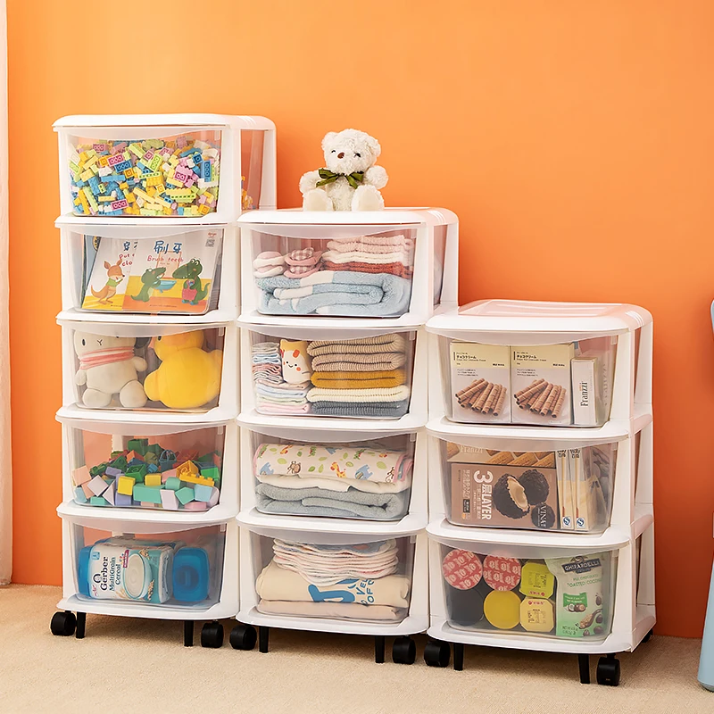 Подвижный 3 ~ 5 слоев пыле с крышкой ящики для хранения пластиковые детские игрушки Одежда всякой всячины стойку колесами