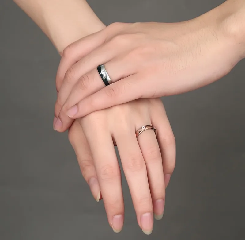 
Couple ring stainless steel micro inlaid zircon ring innovative wedding ring 