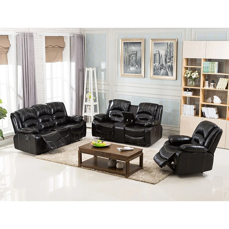 Good Quality Simple Reconfigurable Living Room Furniture Genuine Leather Sofa Recliner Set