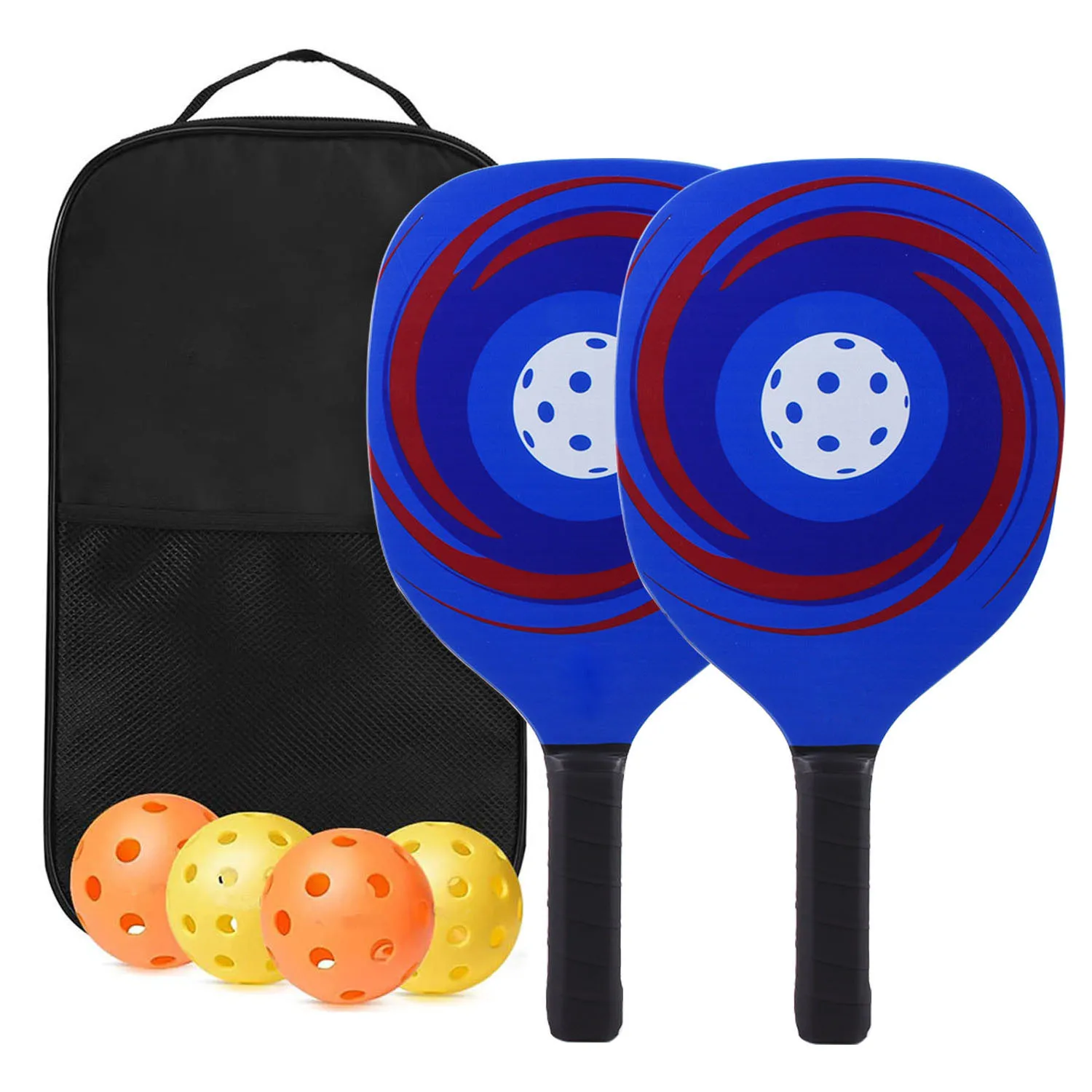 Premium Quality Pickleball Set with Indoor Outdoor Balls and wooden Paddles Complete Paddleball Set with Full Cover Bag