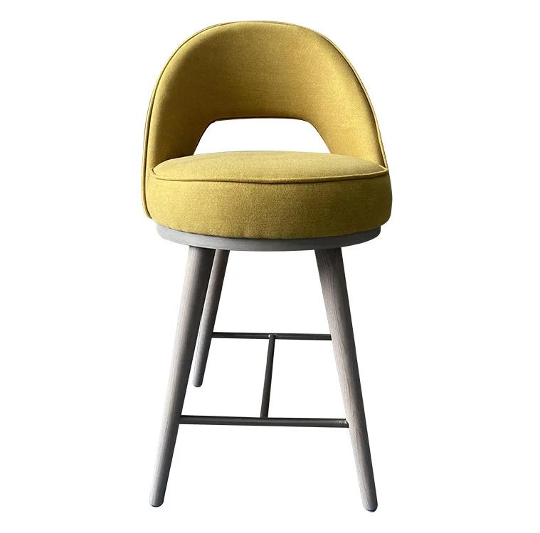 Nordic  Antique Vintage Stainless Steel Stool Wooden Golden Luxury High Chair For Chair Bar