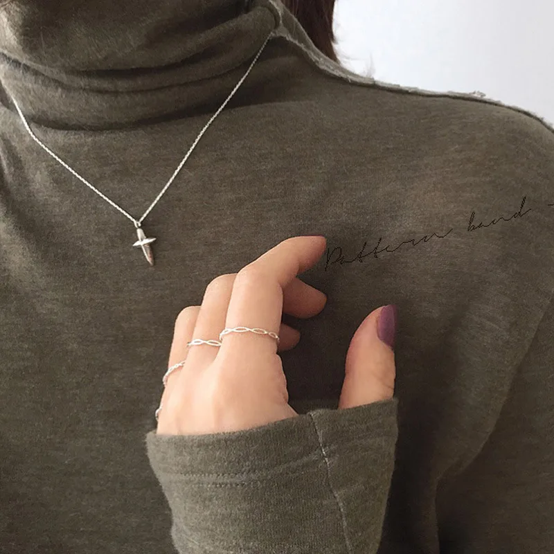 Hot sale simple sterling silver ring S925 Korean Baroque style diamond three-piece rings for women