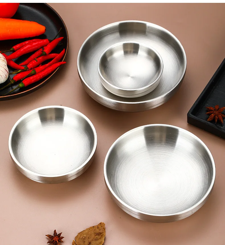 Горячая распродажа Корейская 304 нержавеющая сталь разделительная тарелка ресторанный металлический золотой поднос для закусок