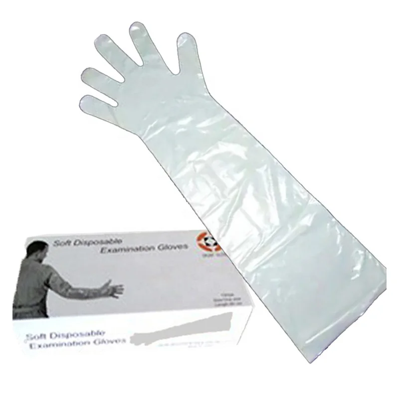 Bovine pregnancy test kit 90cm clear vet gloves long arm plastic disposable gloves