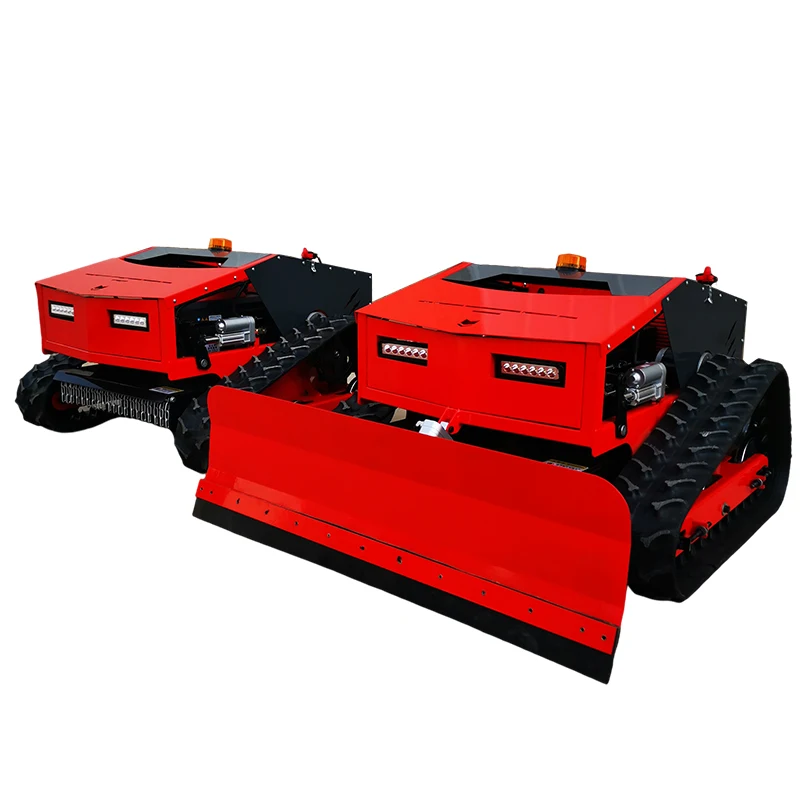 Remote Control Lawn Mower With Snow Plow Blade Shield Knife Radio Controlled Slope Crawler Grass Mowers RC Robotic Machine