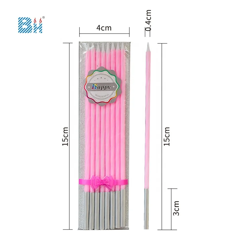 multi-color birthday candle long thin stick
