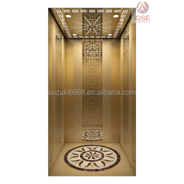 Residential Home Elevator Safety Lift Panoramic Glass Large Capacity Titanium Stainless Steel Passenger Elevator