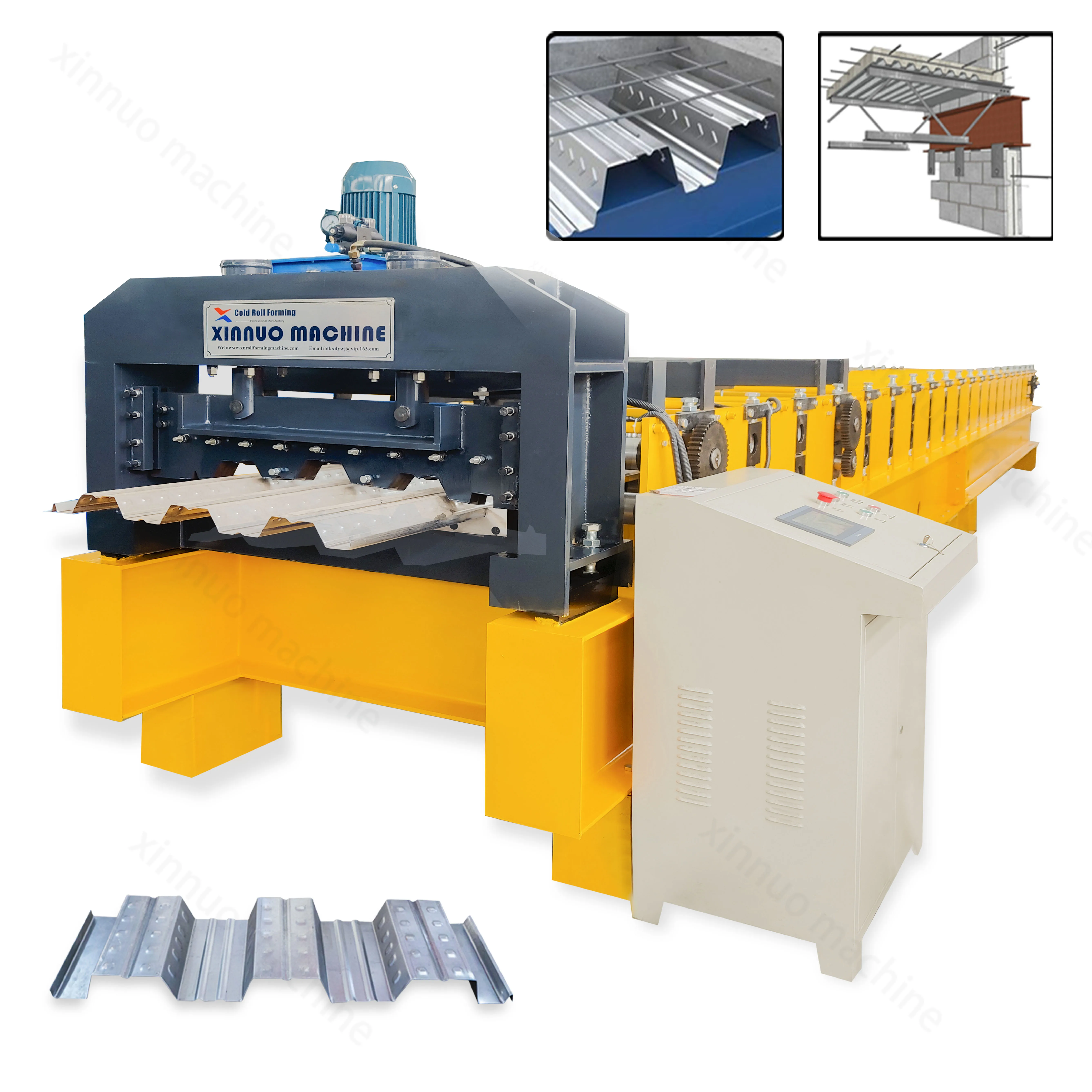 Building decking roll forming appliance for floor deck