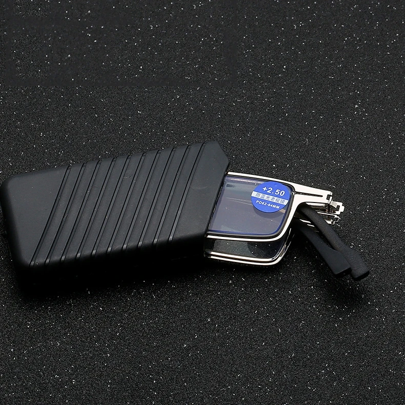 New Mini Metal Folding Reading Glasses Small Round Square Portable Foldable Blue Light Blocking Reading Glasses With Case