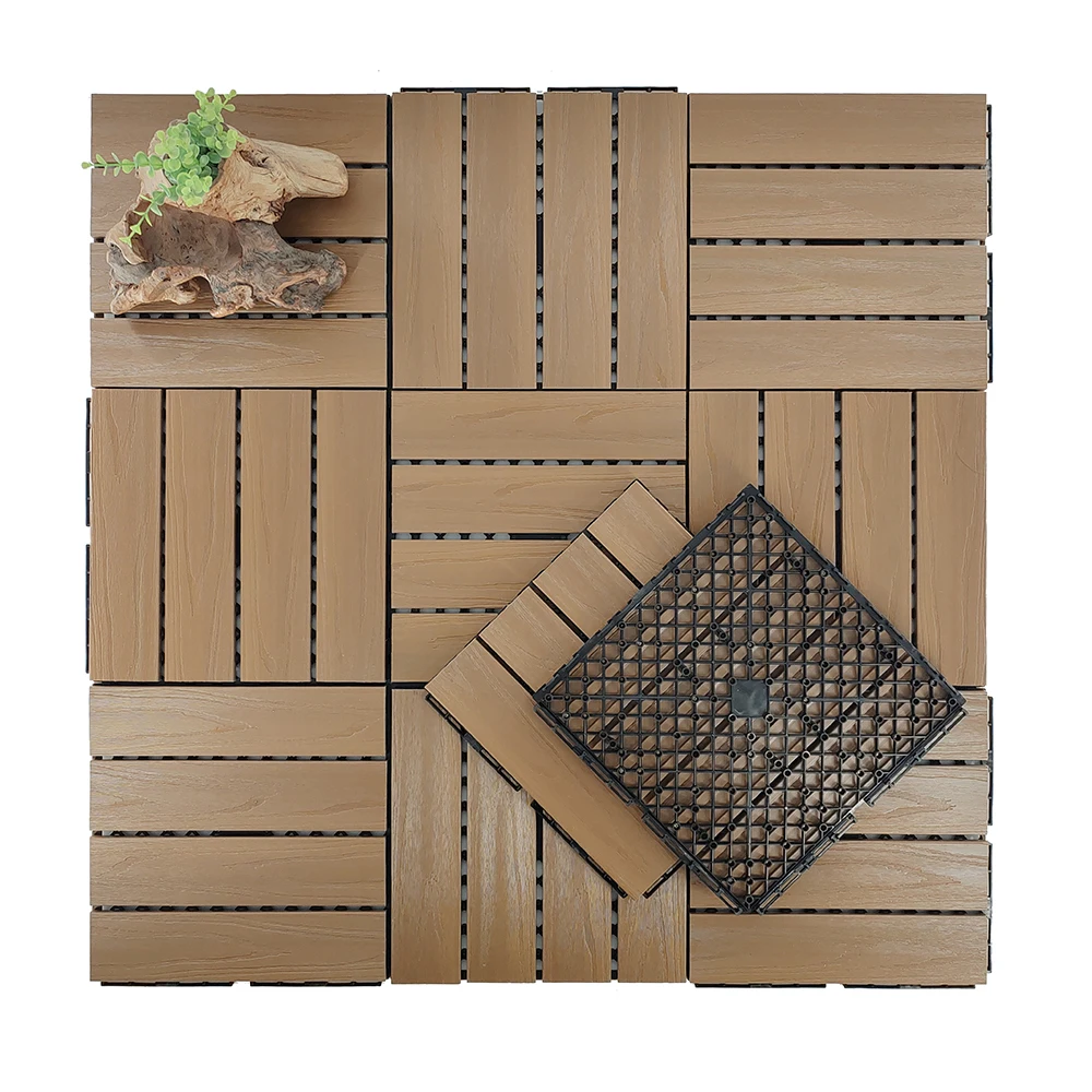 Interlock wood plastic composite for indoor and outdoor flooring solution