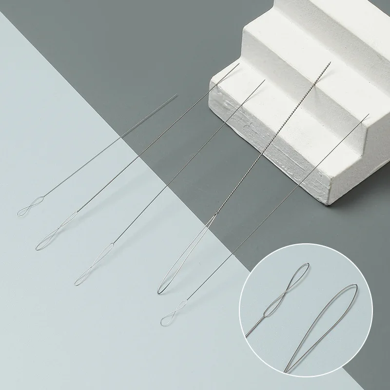 Large Big Eye Stainless Steel Needle Collapsible Embroidery Bead Needle Thread Sewing Beading Needles