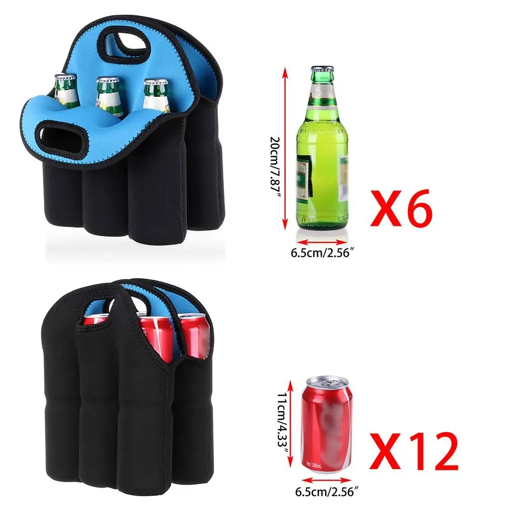 6 Pack Bottle Cans Carrier Tote Insulated Neoprene Baby Bottle Cooler Bag Water Beer Bottle Holder