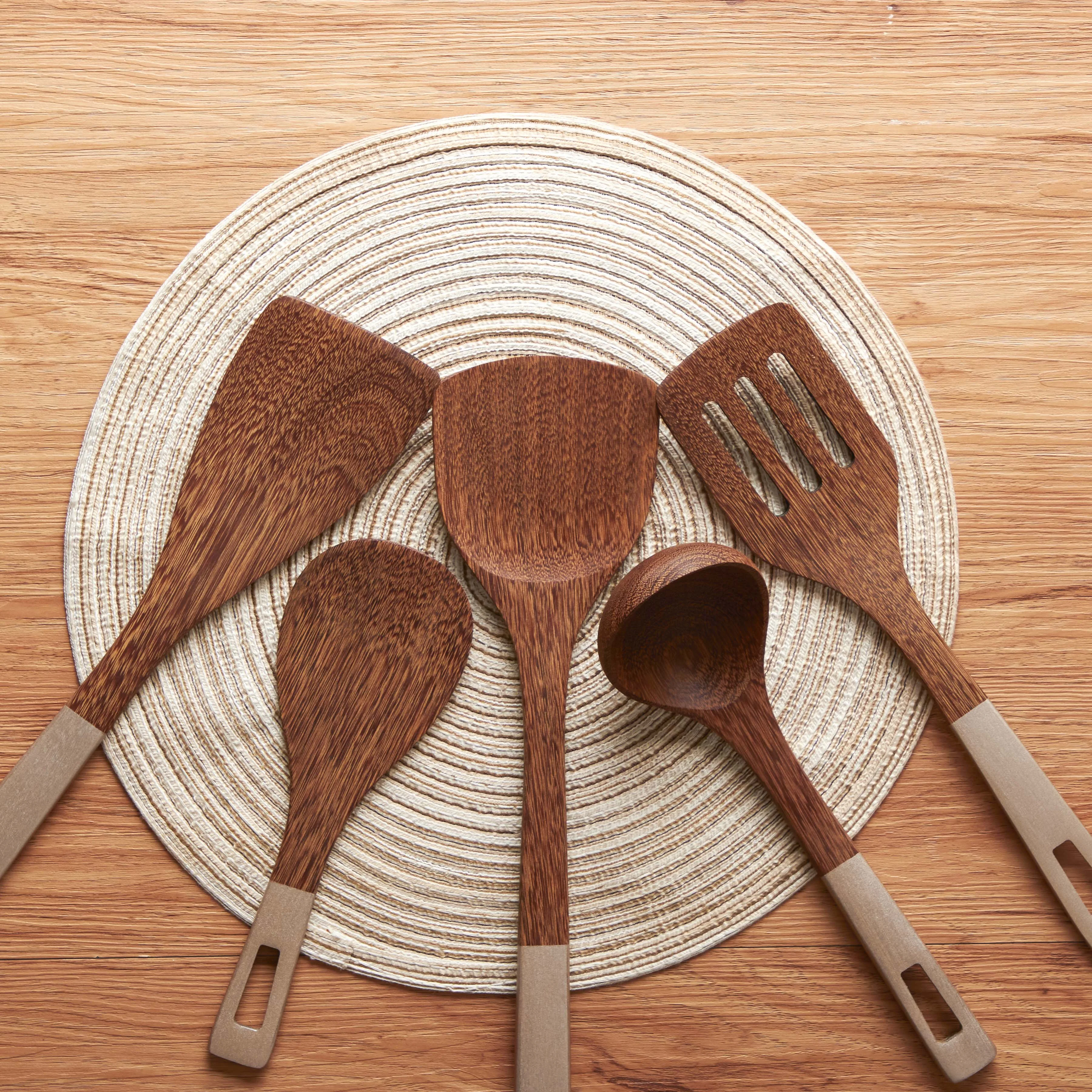 Stock Natural Acacia Wooden Cooking Utensils Kitchen Utensil Manufacturers Chinese Non-Stick Bamboo Wood Utensils For Kitchen