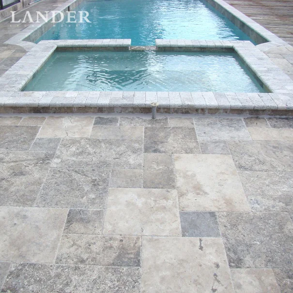 Настраиваемая травертиновая плитка, напольная плитка из натуральных камней, серебряная травертиновая каменная настенная плитка для бассейна