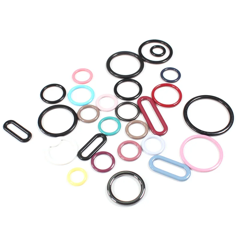 Underwear accessories bra buckles nylon coated iron bra adjuster nickle free rings and sliders