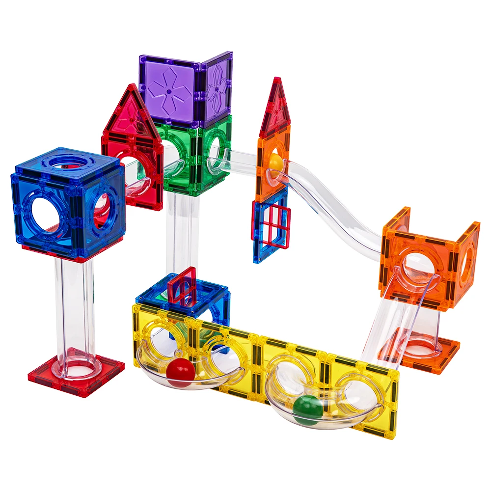 Educational Diy Assemble Magnetic Tiles Car Track Toy Kids Slot Car Track Toys With Electric Toy Car