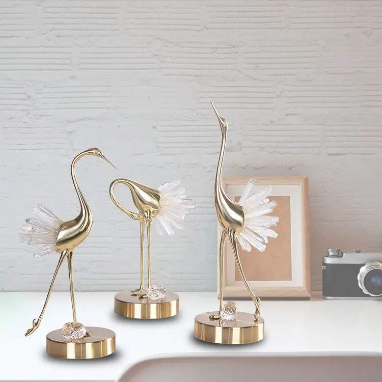 Statues Swans Brass Crystal Designs Interior Vendor Luxury Home Table Decoration & Accessories