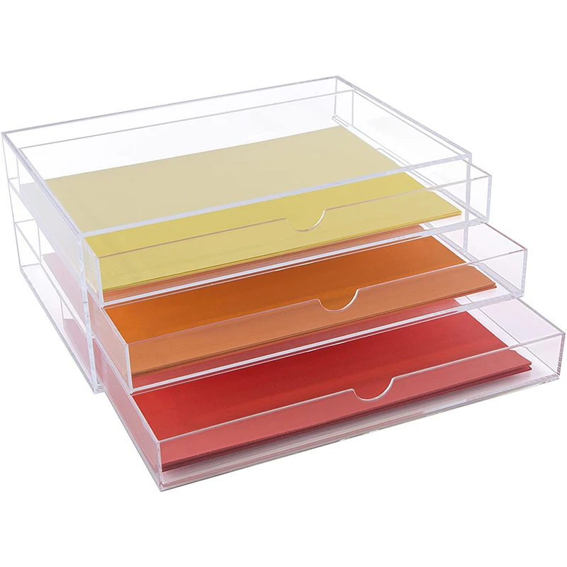 3 Drawer Handle Clear Acrylic Makeup Organizer Acrylic Makeup Drawer Box Transparent Storage container