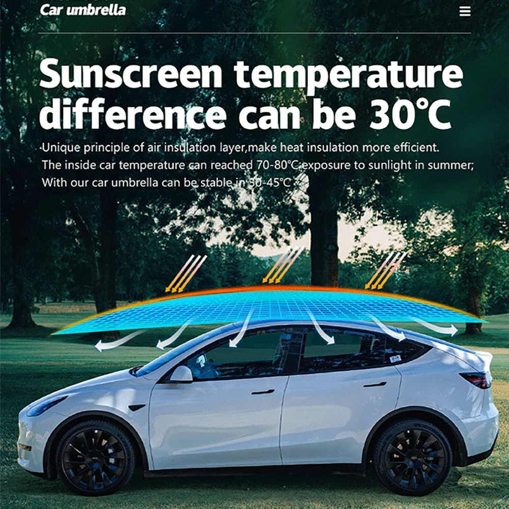 FEAMONT 4.8M car roof umbrella Semi Automatic Folded Portable Car Protection car umbrella sun shade