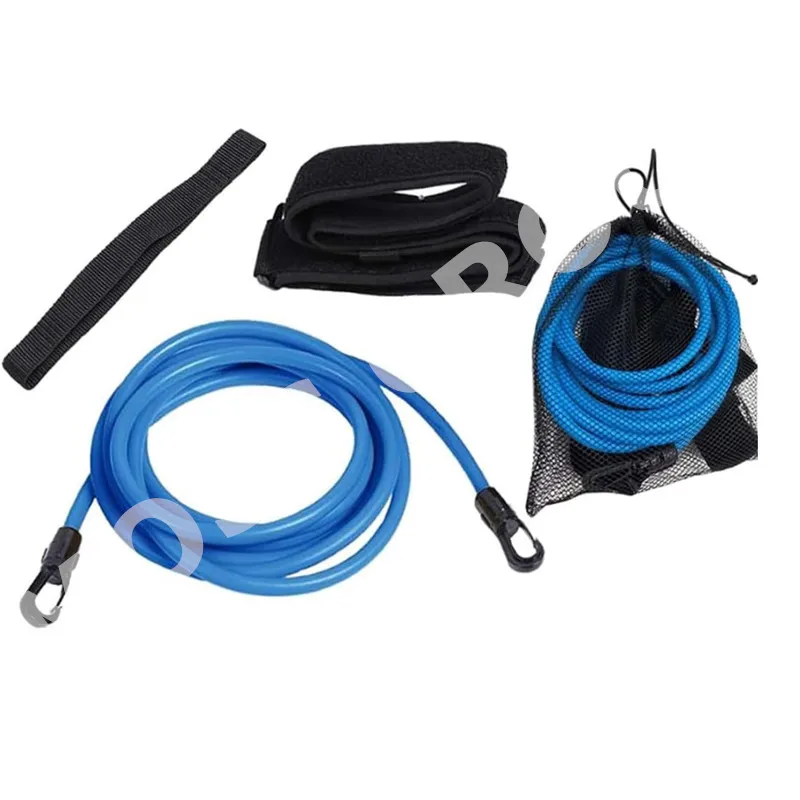 Factory customize swim trainer resistance bands elastic rope swim bungee cords swimming tether resistance rubber tubing belt