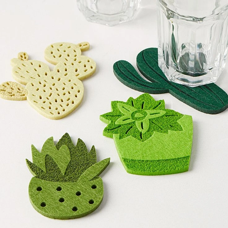 2021 Best Selling Felt Coasters Creative Drink Coasters Cup Mats For Drinks Coaster Plates