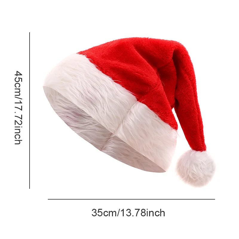Christmas Santa Luminous Hat Xmas Long Plush Holiday Red Hat For Adults And Kids 2024 New Year Festive Party Supplies LED