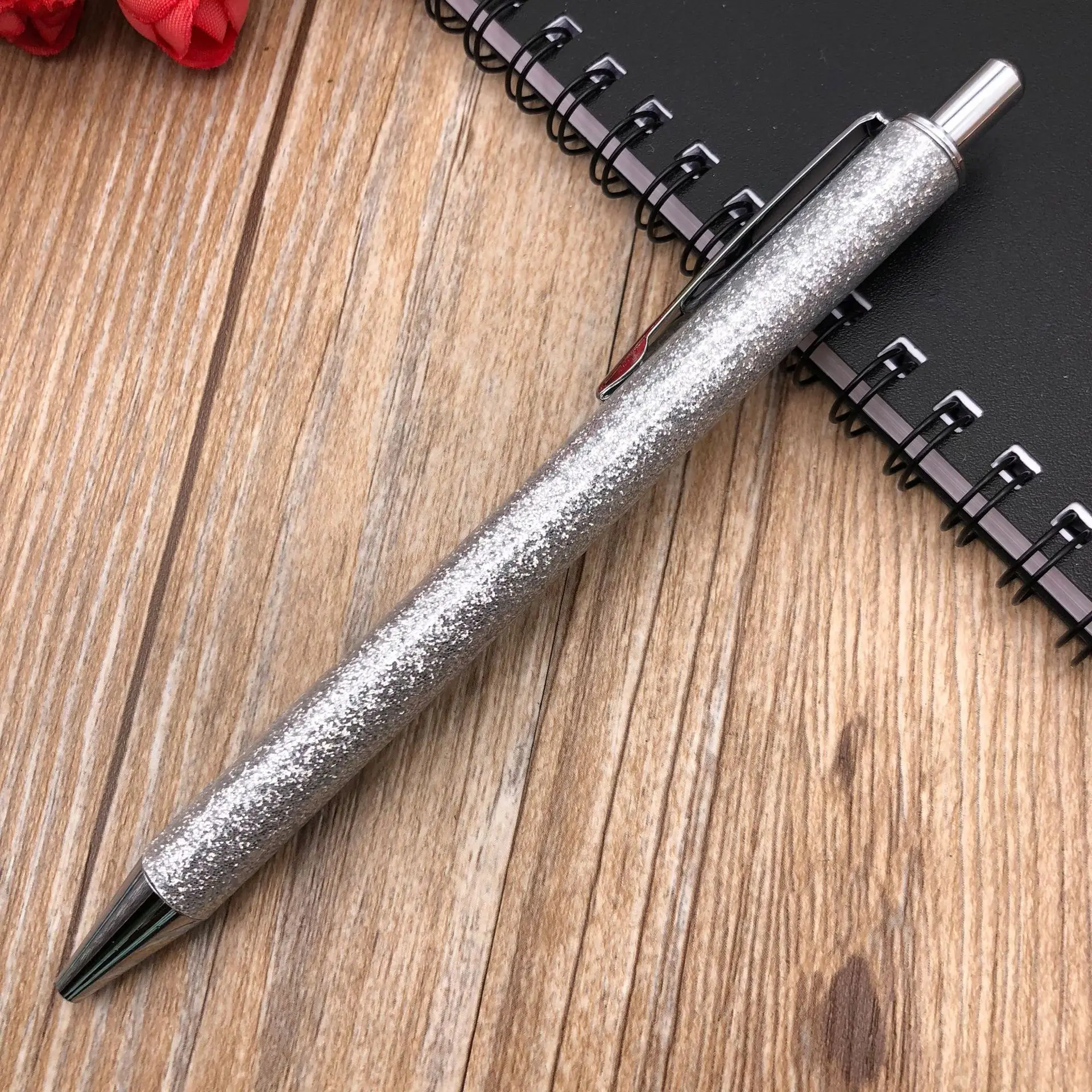 Hot sales and Popular for School and office Pen Use Metal Shiny Ball Pen Ballpoint Pen with Glitter