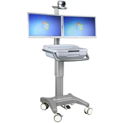 Hospital Medical Mobile Telemedicine System Trolley Cart With Camera Microphone