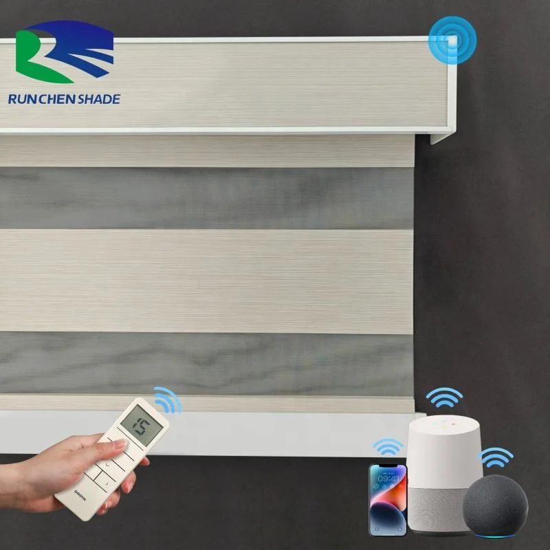 Custom Skylight Smart Automation Window Wifi Zebra Shades Factory Zebra Blinds Motorized Curtains Cordless Blind