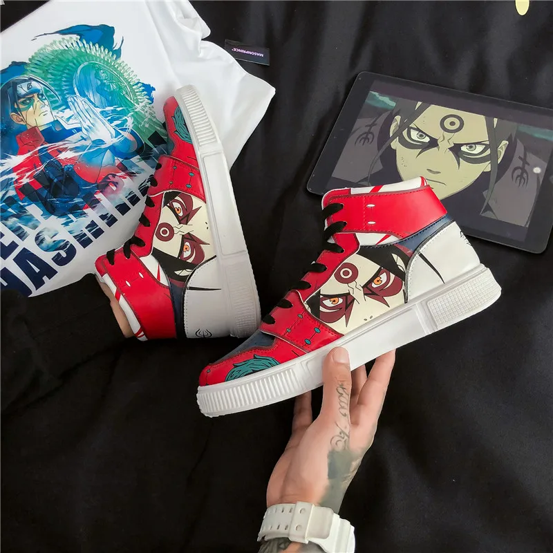 
Hot Sale Hard-wearing Men Shoes Anime High Top Shoes Naruto 3D Men Skateboard Shoes Casual shoess 