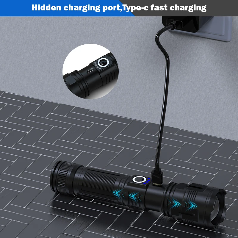 Powerful rechargeable LED white laser flashlight mini torch EDC linterna high power Led torch super bright light