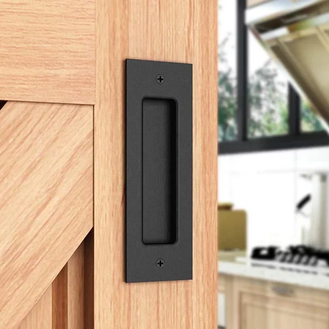 Black Flush Pull handle for wood door