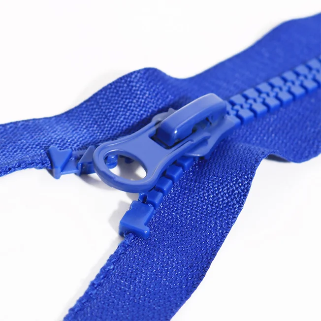 Custom 5# glue teeth common dental resin zipper open end down jacket front access zipper