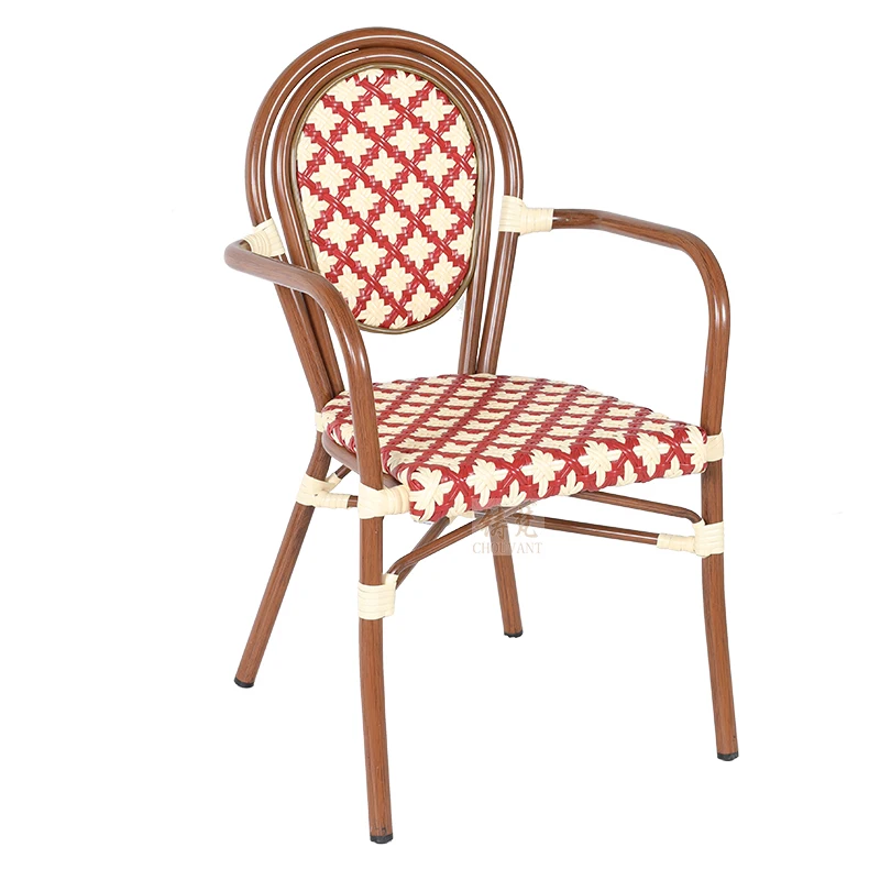 Restaurant French Bistro Rattan aluminum armchairs Outdoor cafe Rattan chair Garden furniture