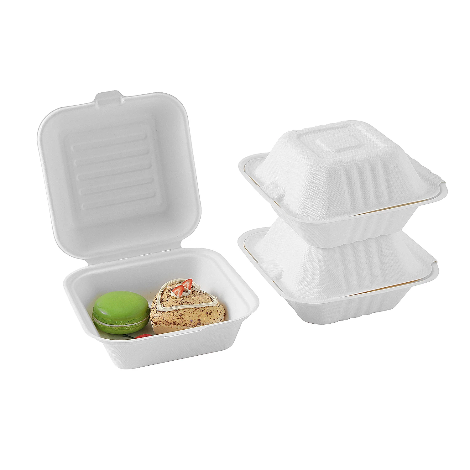 china disposable biodegradable food packaging container sugarcane lunch box round cake bagasse box