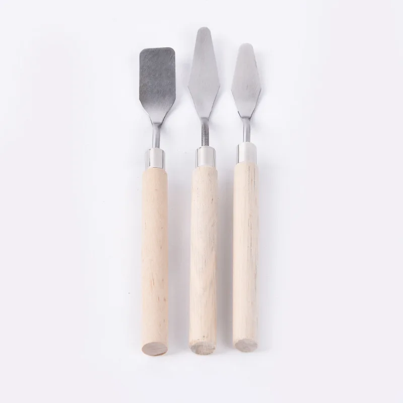 Gouache paint oil painting scraper set wood stainless steel flat head pointed paint scraper art scraper manufacturer