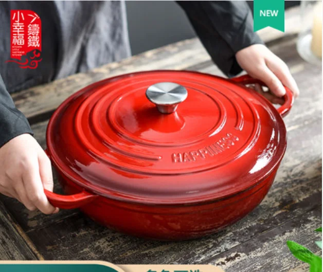Low MOQ Enamel Pan Multi-function Non-stick Cast Iron Pots Set Cookware Casserole for Kitchenware