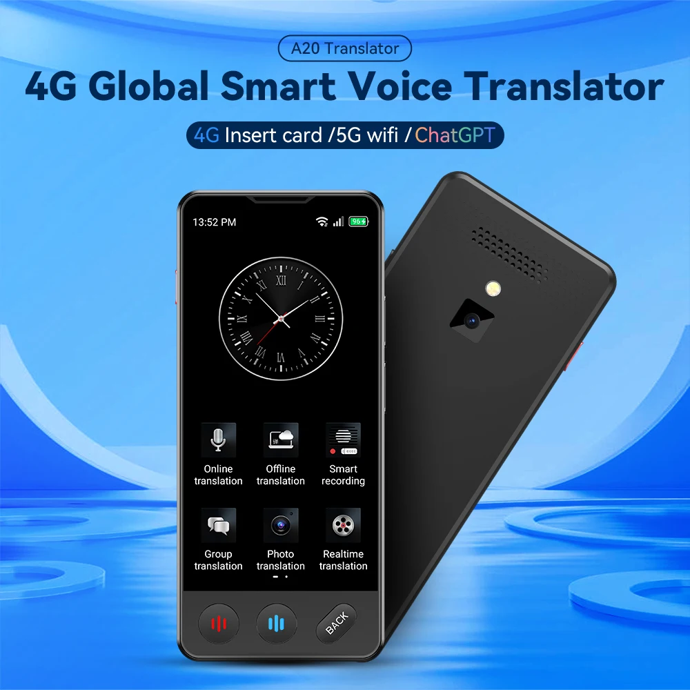 2023 new arrival smart voice translator device  chinese english language 4G photo translation machine A20 4G smart translator