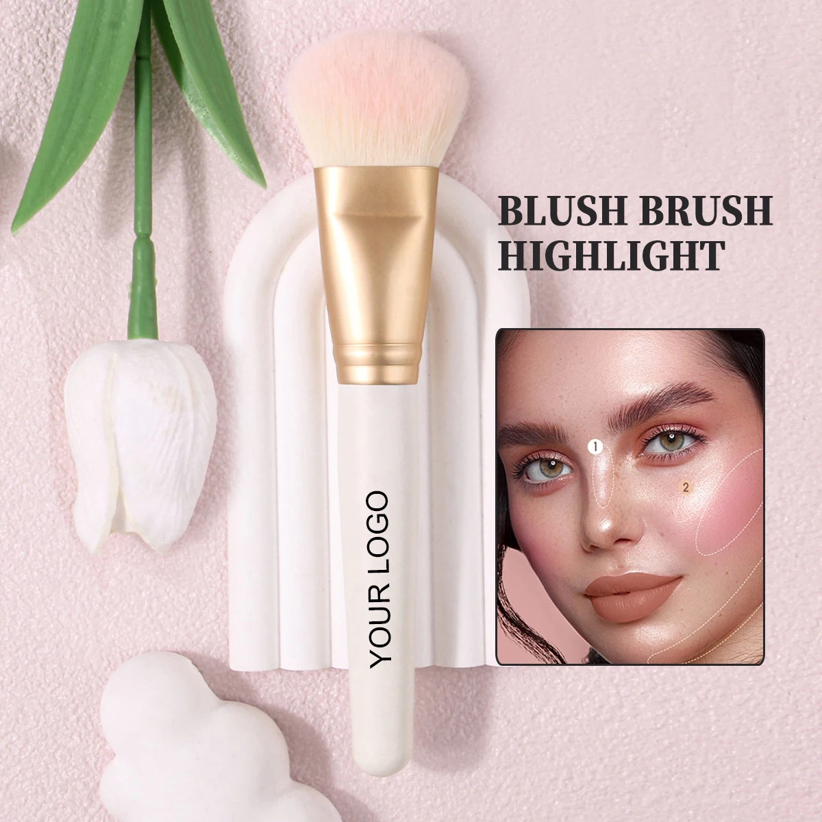 Private Label Make Up Blush And Bronzer Brush Face Makeup Powder Brush Blusher