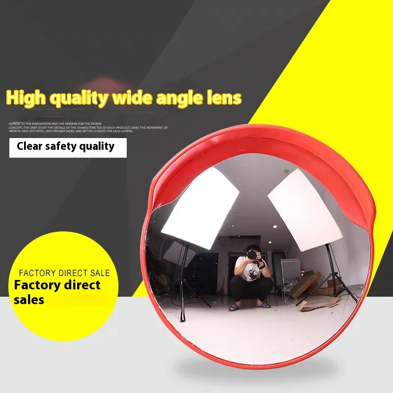 Hot Sale 45cm Red PC Convex Circle Mirror Indoor Outdoor Application for Driveway Blind Spots Docks Warehouses & Supermarkets