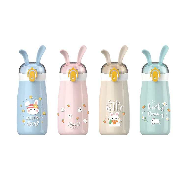 Cute Insulated Flask 300ml 3D Printing Hot Water Thermos Keep Hot & Cold With Handle Light Weight Dids Water Bottle