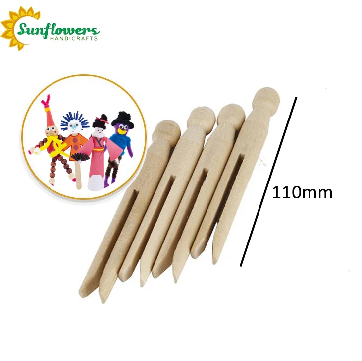 110MM Colored Wood Round Pegs Doll for DIY Creative Hobbies