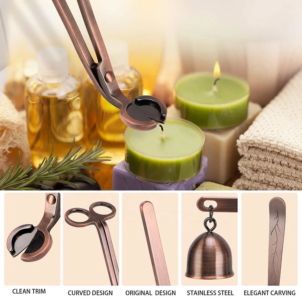 Candle Tools Care Kit Scissors Multipurpose Wick Trimmer Custom Laser Logo Copper Bronze Candle Accessories